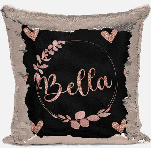 Personalised Glitter Any Name Magic Reveal Gold Sequin Cushion Cover Gift 25