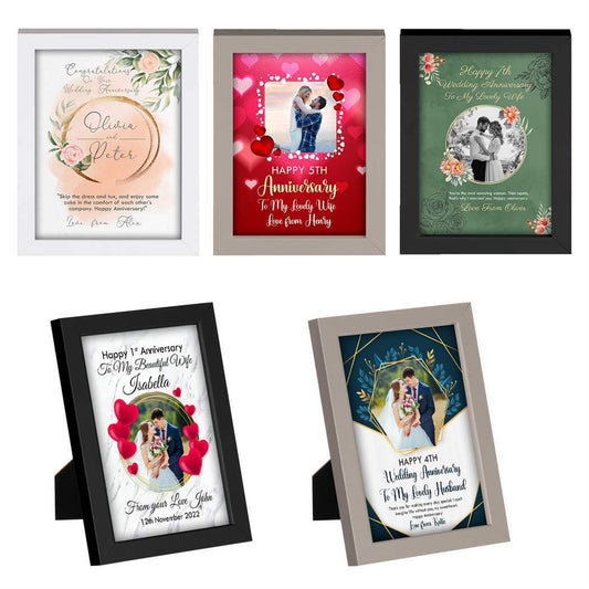 Personalised Anniversary Wooden Frames Any Image Name Wedding Gift Mr and Mrs 1