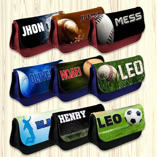 Personalised Pencil Case Football Girls Boys Stationary Kids School Bag 29