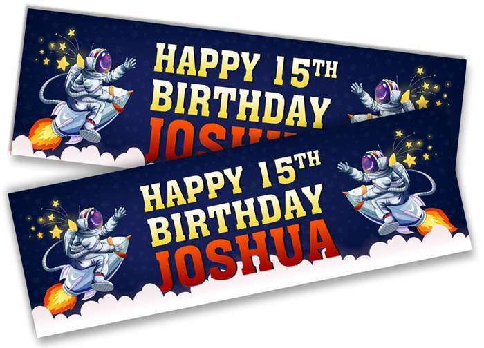 Personalised Birthday Banners Space Design Children Kids Party Decoration 2