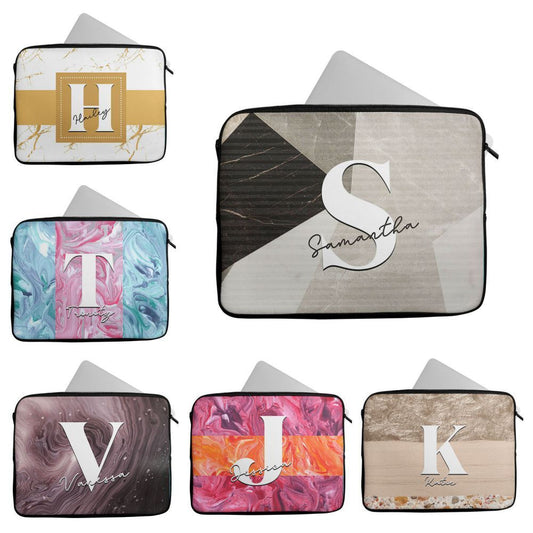 Personalised Any Name Marble Design Laptop Case Sleeve Tablet Bag 111
