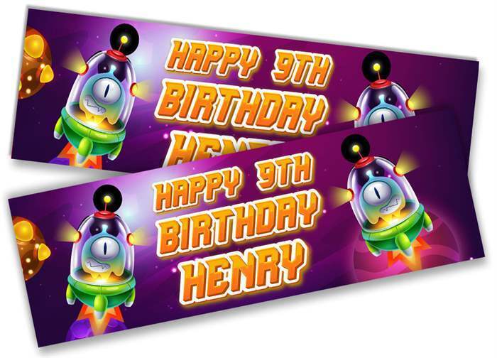 Personalised Birthday Banners Space Design Children Kids Party Decoration 2