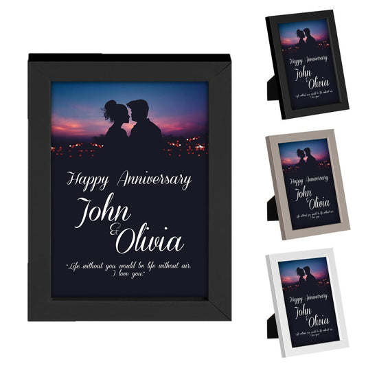 Personalised Anniversary Wooden Frames Any Name Image Wedding Gift Mr and Mrs 3