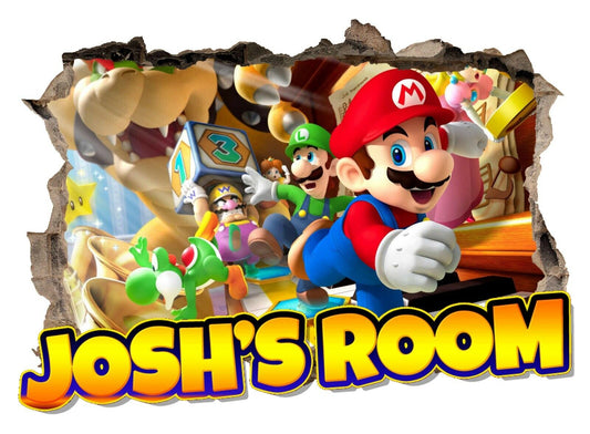 Personalised Any Name Super Mario Wall Decal 3D Art Sticker Vinyl Room Bedroom 2