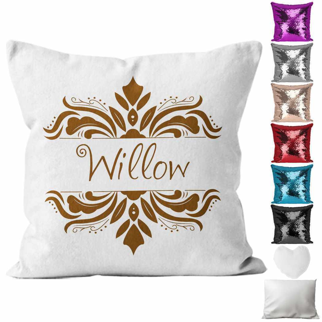 Personalised Cushion Floral Sequin Cushion Pillow Printed Birthday Gift 97