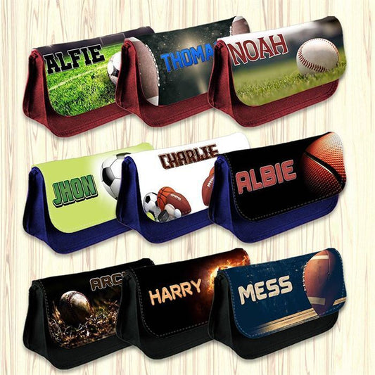 Personalised Pencil Case Football Girls Boys Stationary Kids School Bag 30