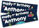 Personalised Birthday Banners Space Design Children Kids Party Decoration 2