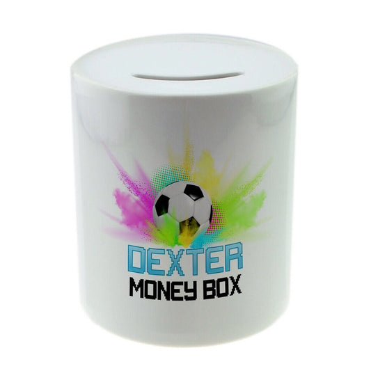 Personalised Any Name Football Savings Children Money Box Printed Gift 25