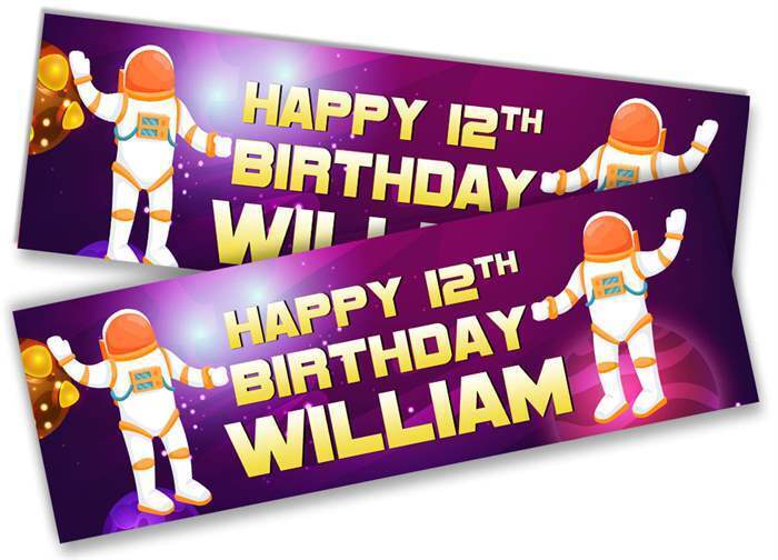Personalised Birthday Banners Space Design Children Kids Party Decoration 2