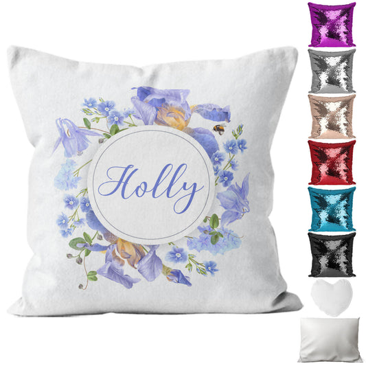 Personalised Cushion Floral Sequin Cushion Pillow Printed Birthday Gift 2
