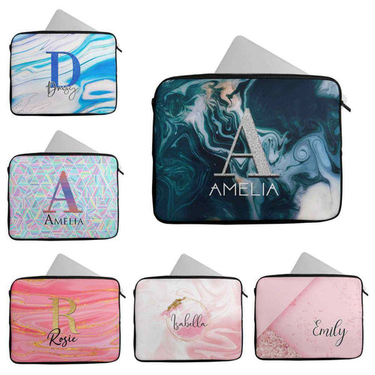 Personalised Any Name Marble Design Laptop Case Sleeve Tablet Bag 74