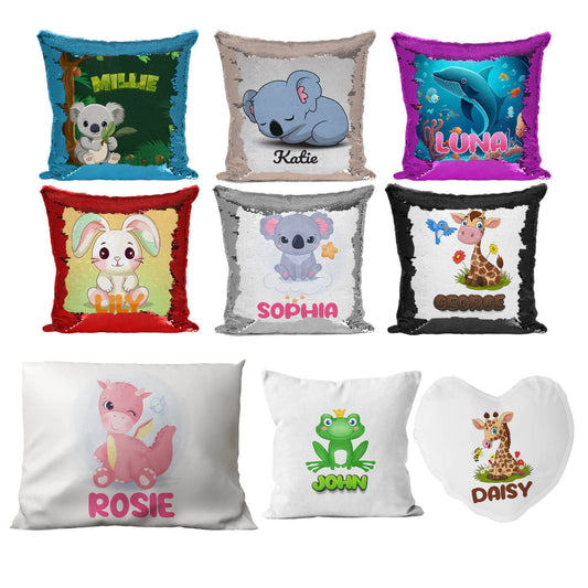 Personalised Cushion Animal Sequin Cushion Pillow Printed Birthday Gift 9