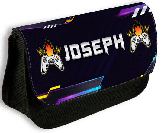 Personalised Any Name Gaming Black Pencil Case Bag School Kids Stationary 19