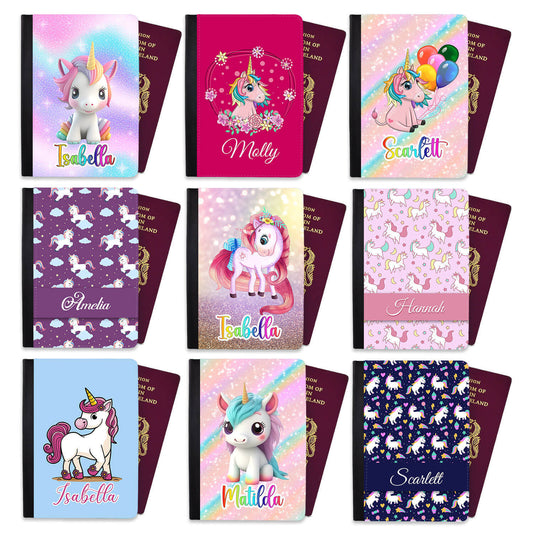 Personalised Unicorn Childern Passport Cover Holder Any Name Holiday Accessory 7