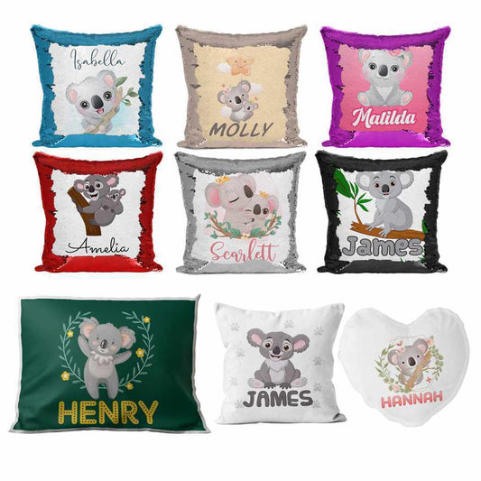 Personalised Cushion Koala Sequin Cushion Pillow Printed Birthday Gift 19