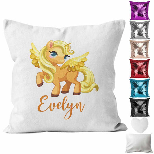 Personalised Cushion Unicorn Sequin Cushion Pillow Printed Birthday Gift 42