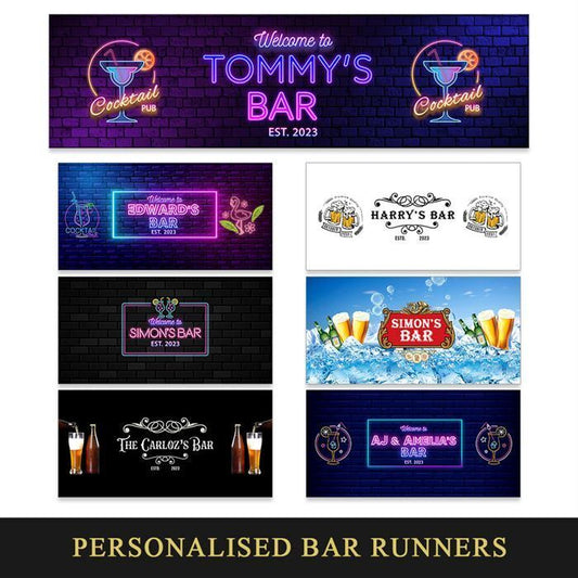 Personalised Any Text Beer Mat Label Bar Runner Ideal Home Pub Cafe Occasion 15