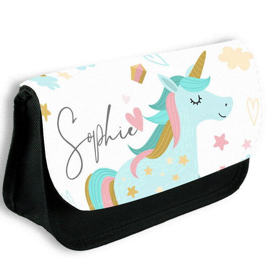 Personalised Any Name Unicorn Pencil Case Make Up Bag School Kids Stationary 13