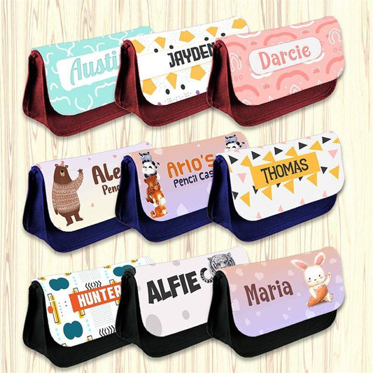 Personalised Pencil Case Generic Girls Boys Stationary Kids School Bag 33