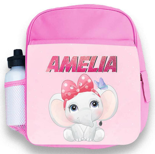 Personalised Kids Backpack Any Name Baby Elephant Girl Children School Bag 159