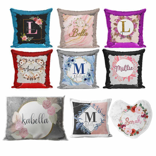 Personalised Cushion Floral Sequin Cushion Pillow Printed Birthday Gift 25