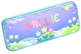 Personalised Any Name Floral Pencil Case Tin Children School Kids Stationary 20
