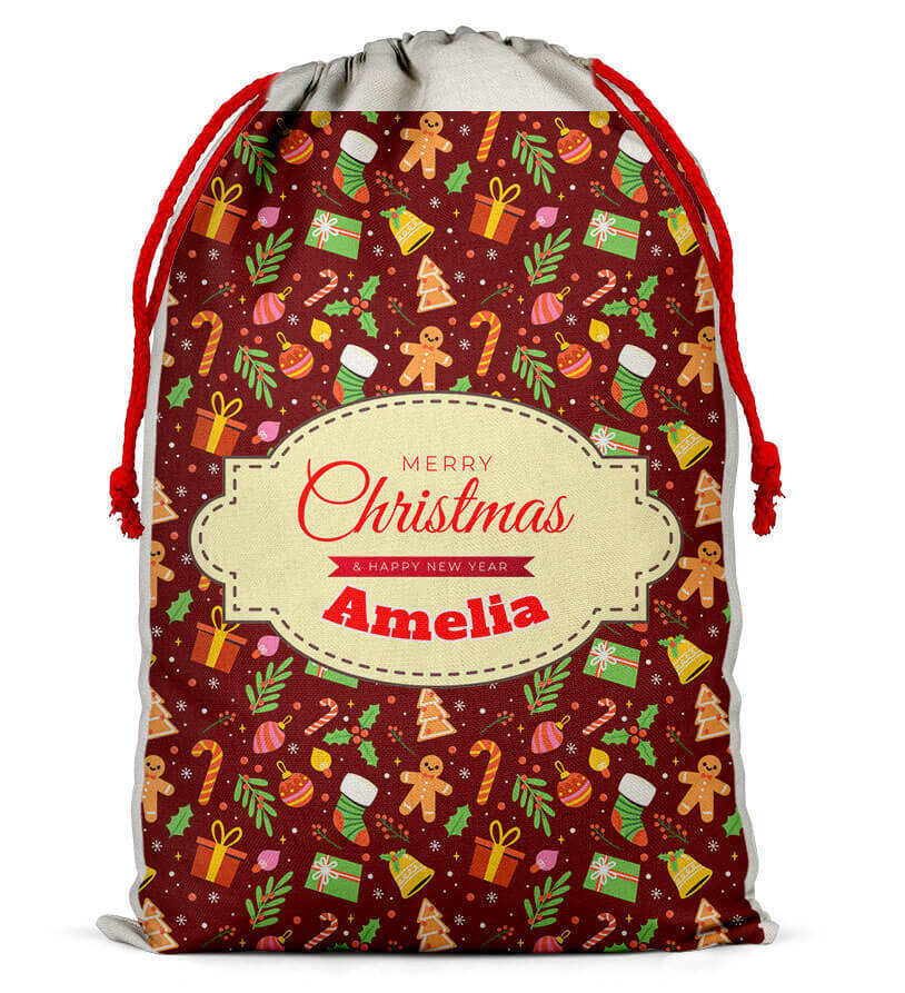 Personalised Christmas Sack Santa Bag Xmas Boy Girl Gift Stocking Bag 10