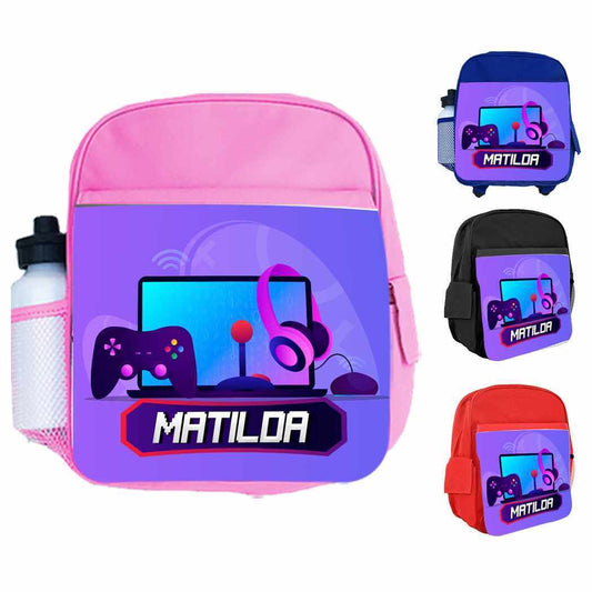 Personalised Kids Backpack Any Name Gaming Boys Girls Children School Bag 8