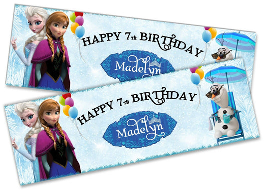 x2 Personalised Birthday Banner Frozen Children Kids Party Decoration Poster