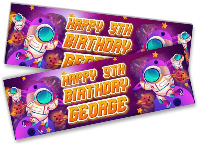 Personalised Birthday Banners Space Design Children Kids Party Decoration 2