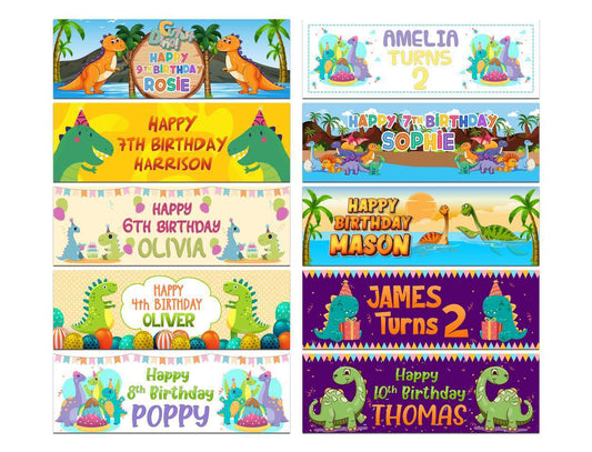 Personalised Birthday Banners Dinosaur Design Children Kid Party Decoration 92