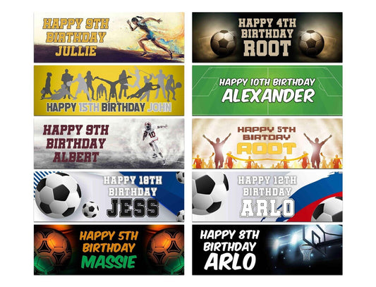 Personalised Birthday Banners Football Design Children Kids Party Decoration 36