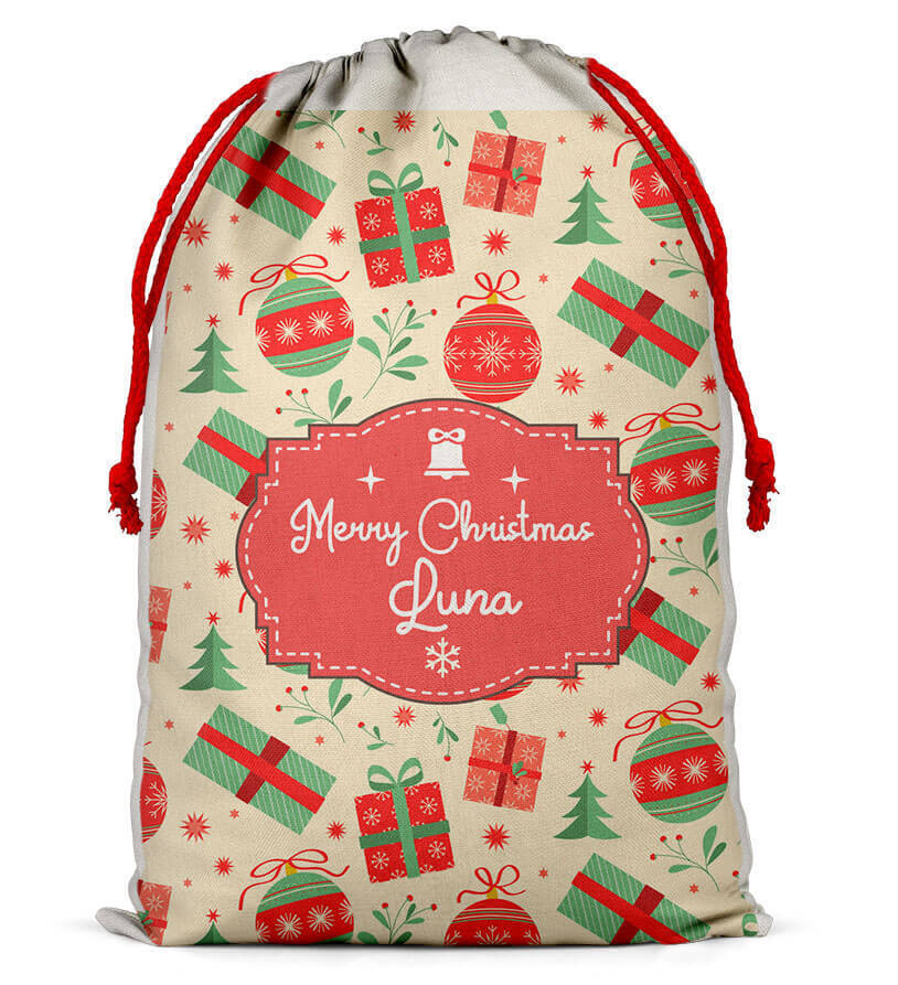 Personalised Christmas Sack Santa Bag Xmas Boy Girl Gift Stocking Bag 10