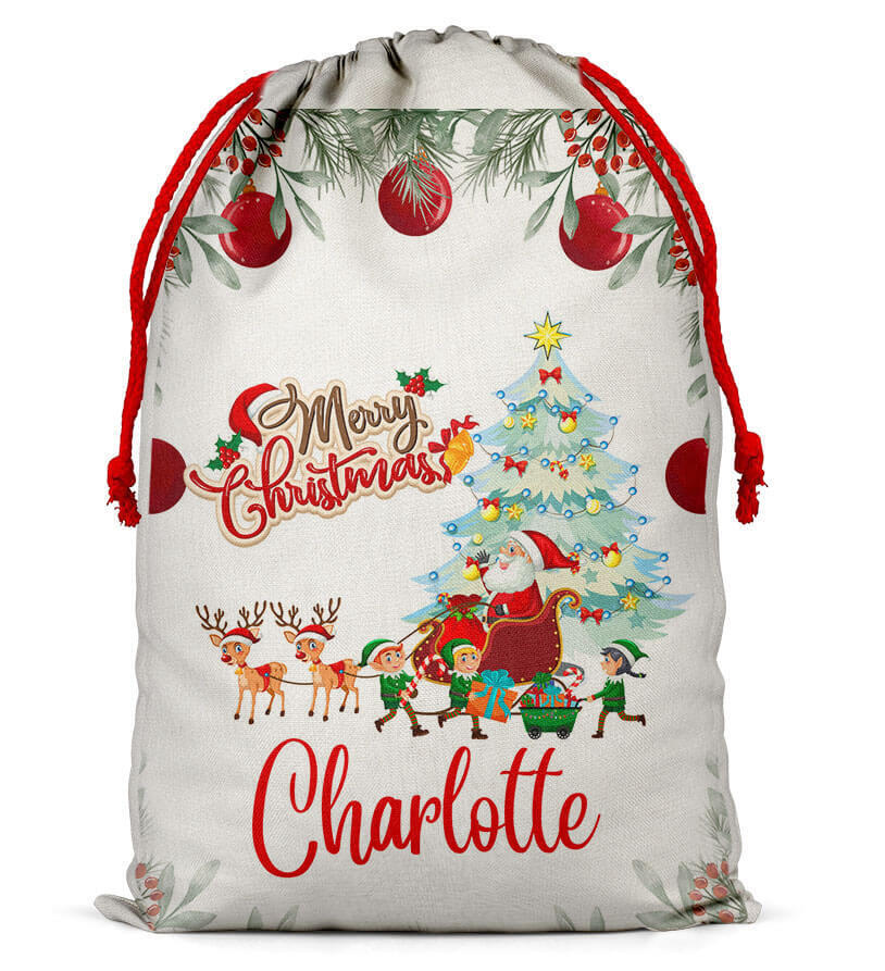 Personalised Christmas Sack Santa Bag Xmas Boy Girl Gift Stocking Bag 14
