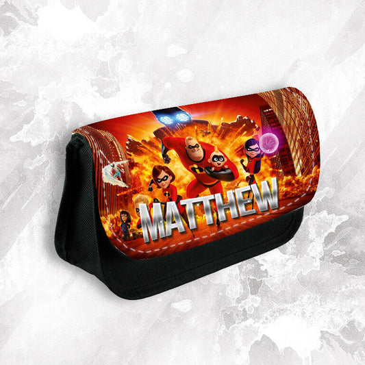 Personalised Any Name Incredibles Pencil Case Make Up Bag School Kids Stationar