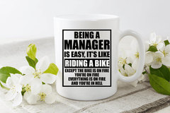 Being A Manager Like Riding A Bike Lady Novelty Gift Print Tea Coffee Mug