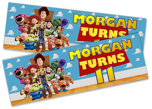 x2 Personalised Birthday Banner Toy Story Design Children Kid Party Decoration 2