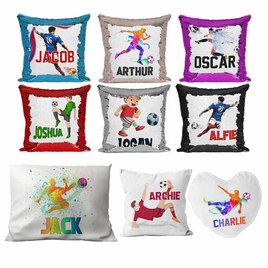 Personalised Cushion Football Sequin Cushion Pillow Printed Birthday Gift 73