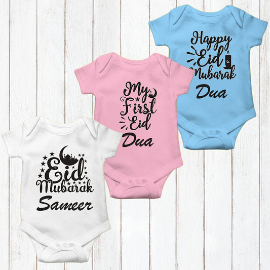 Personalised Eid Baby Vest Baby grow Little baby body suit 23