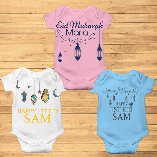 Personalised Eid Baby Vest Baby grow Little baby body suit 19