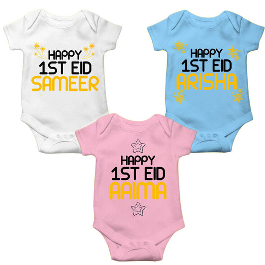 Personalised Eid Baby Vest Baby grow Little baby body suit 16