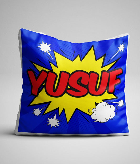 Personalised Any Name Graffiti Blue Cushion Pillow Custom Printed Birthday Gift