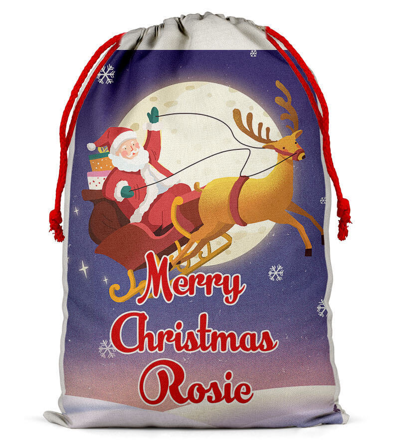 Personalised Christmas Sack Santa Bag Xmas Boy Girl Gift Stocking Bag 12