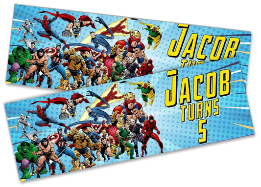 x2 Personalised Birthday Banner Avengers Design Children Kids Party Decoration