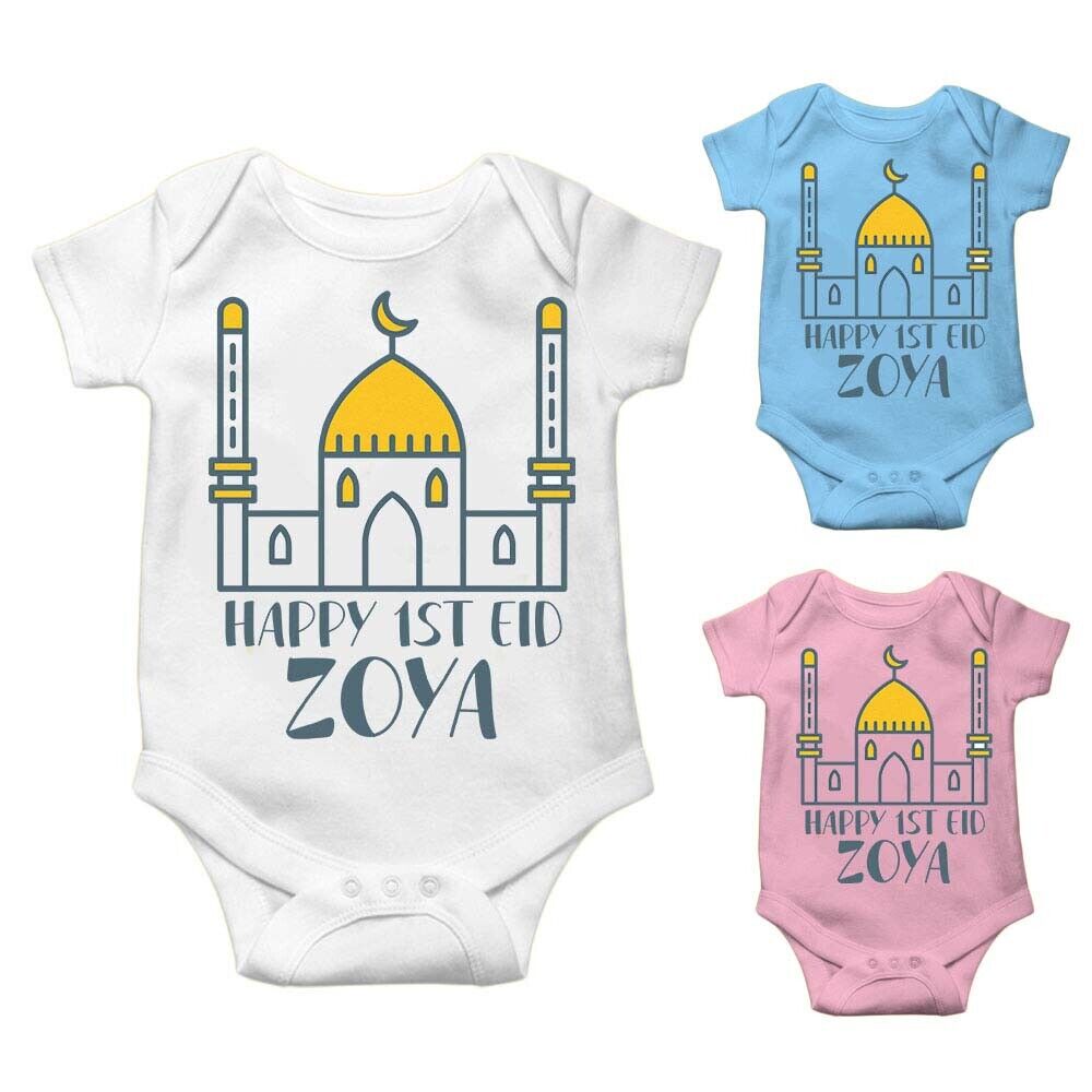 Personalised Eid Baby Vest Baby grow Little baby body suit 15