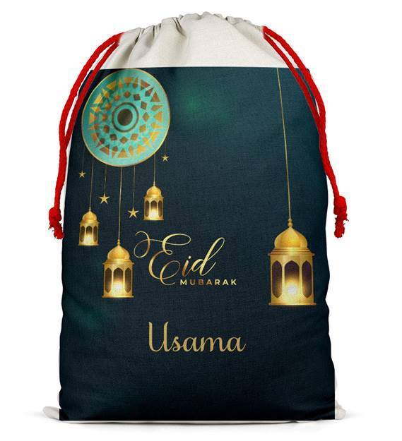 Personalised Eid Sack Bag Boy Girl eid Gift idea Stocking Bag 8