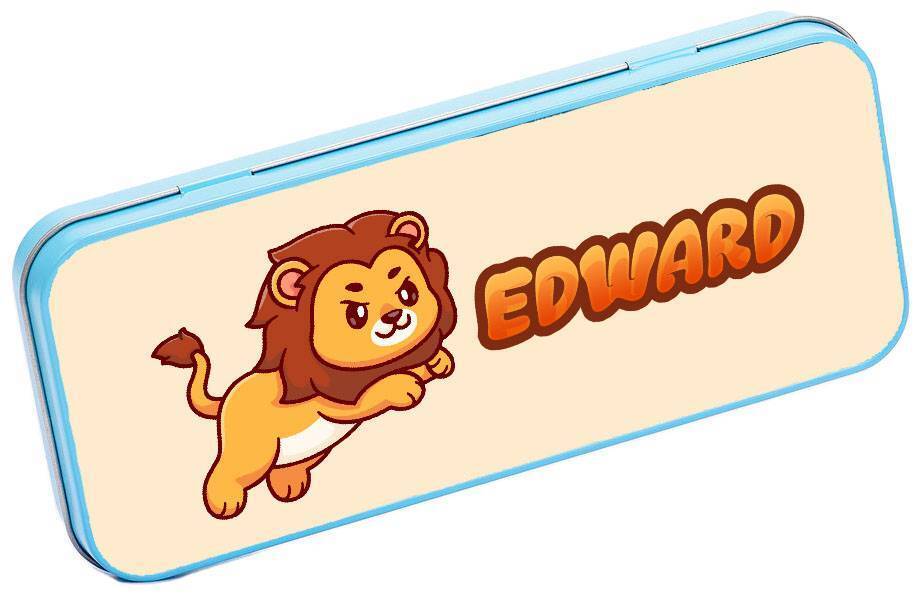 Personalised Any Name Jungle Pencil Case Tin Children School Kids Stationary 18