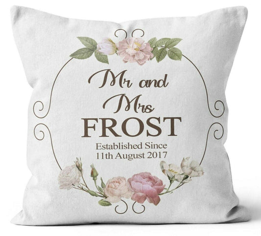 Personalised Any Name Text Cushion Floral Design Wedding Mothers Day Gift 07