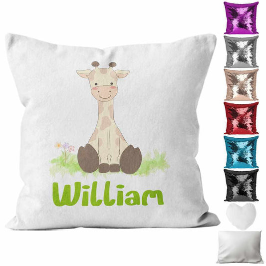 Personalised Cushion Animal Sequin Cushion Pillow Printed Birthday Gift 60