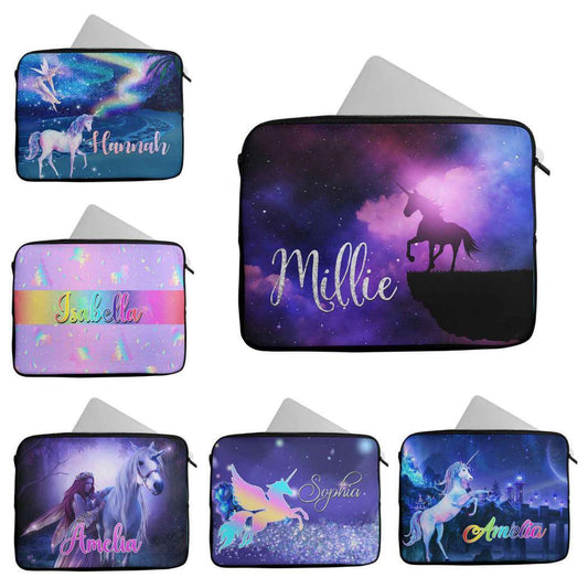 Personalised Any Name Unicorn Design Laptop Case Sleeve Tablet Bag 80